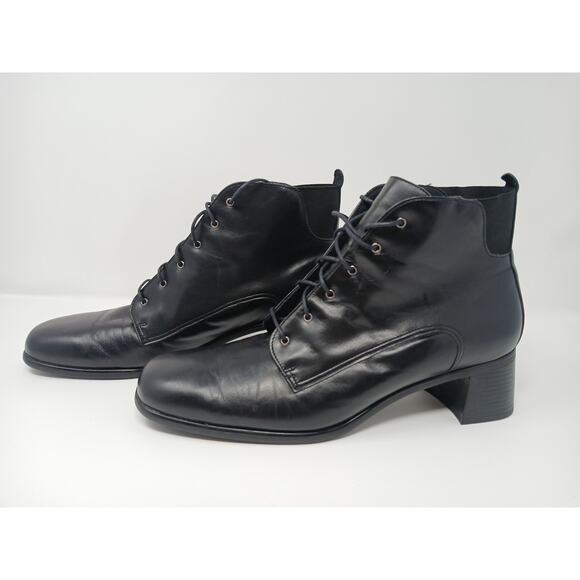 Munro Women Boots Size 11 Black Leather Ankle Booties Side Zip Comfort Shoes Y2k - Picture 1 of 13